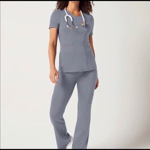 Jaanuu Ponte Collection Scrub Set in Graphite.